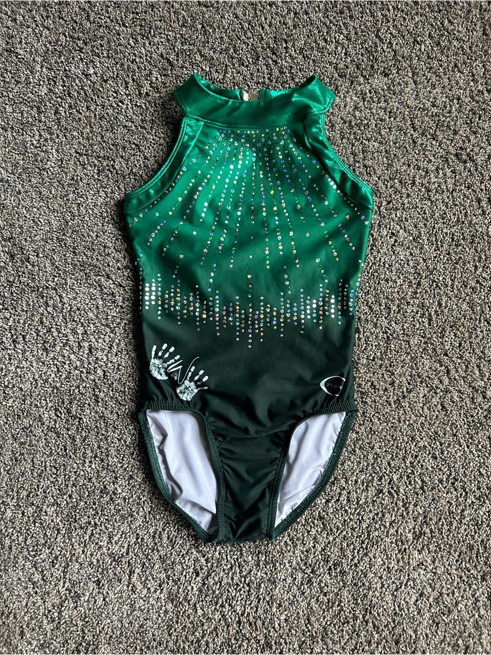 Chalk Warrior Green Rhinestone Gymnastics Leotard